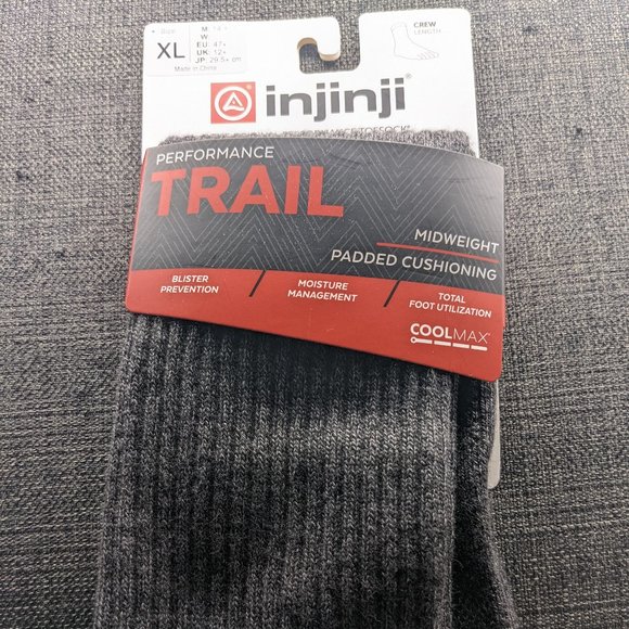 Injinji Running Toe Socks Crew Size XL Gray - Picture 1 of 1